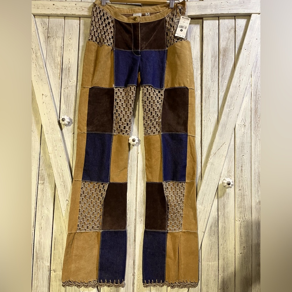 Leather Patchwork Pants Wilson Leather Company With Tags* Many Fabrics*Amazing!*